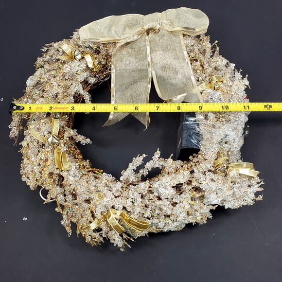New Vtg Avon The Gift Collection Majestic Holiday Lighted Gold Crystal Wreath - Picture 6 of 8